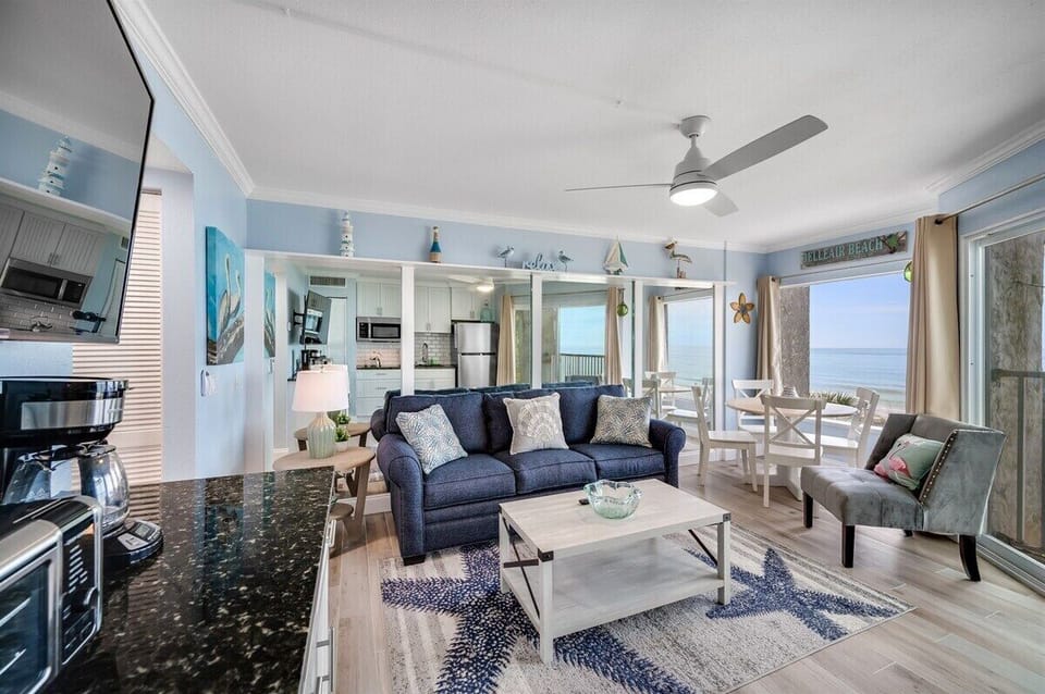 Coastal Themed Living and Dining Area
