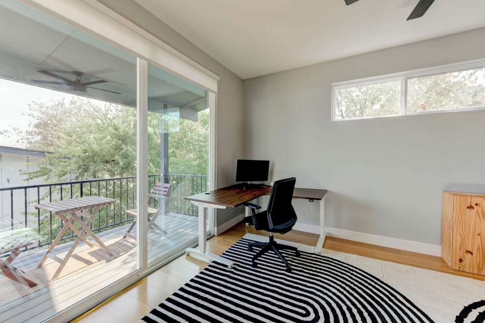 need a breather? step out onto the balcony and enjoy a breath of fresh air.