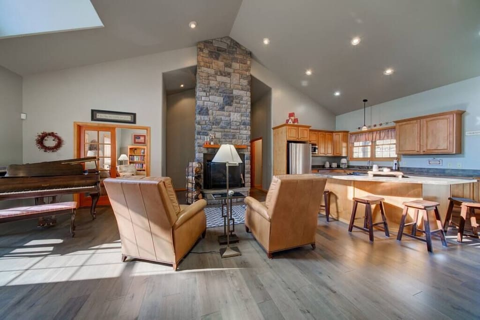 Two skylights allow light to flood the main living area. 