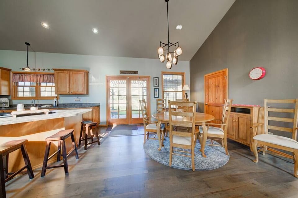 The dining and kitchen area of the main home. 