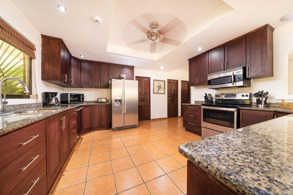 Large, chefs kitchen comes with anything guests or your private chef will need.