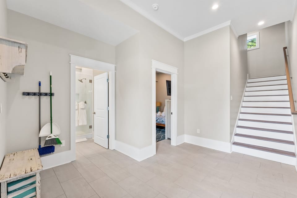 Entry Area Showing Bedroom and Bathroom Doors for Ground Level King Bedroom