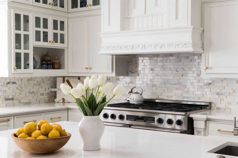 Large gas stove complimented by other quality appliances