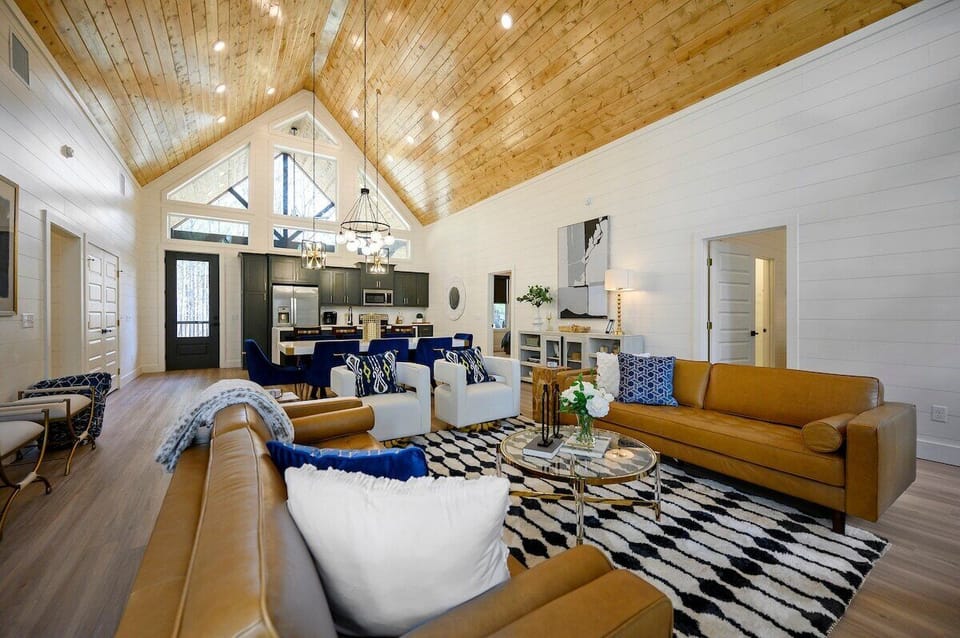 The beautiful central living space has tons of seating options, creating the perfect space for group gatherings.