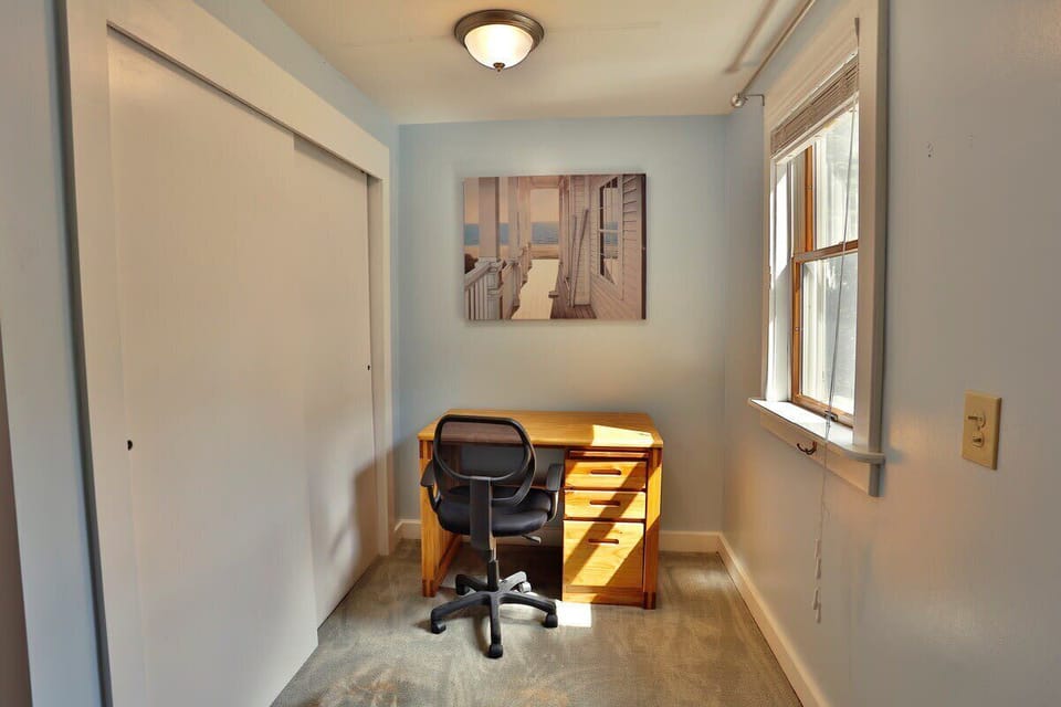 Bedroom #1; each bedroom offers ample space for those who need to work while here or just have some extra space for your things.