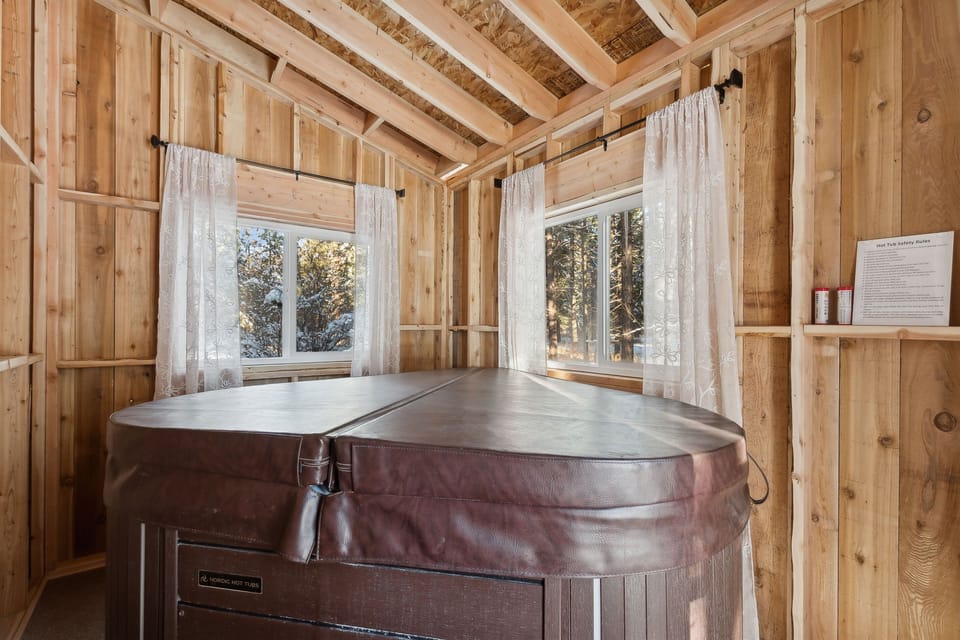 Private Fully enclosed heart shaped hot tub