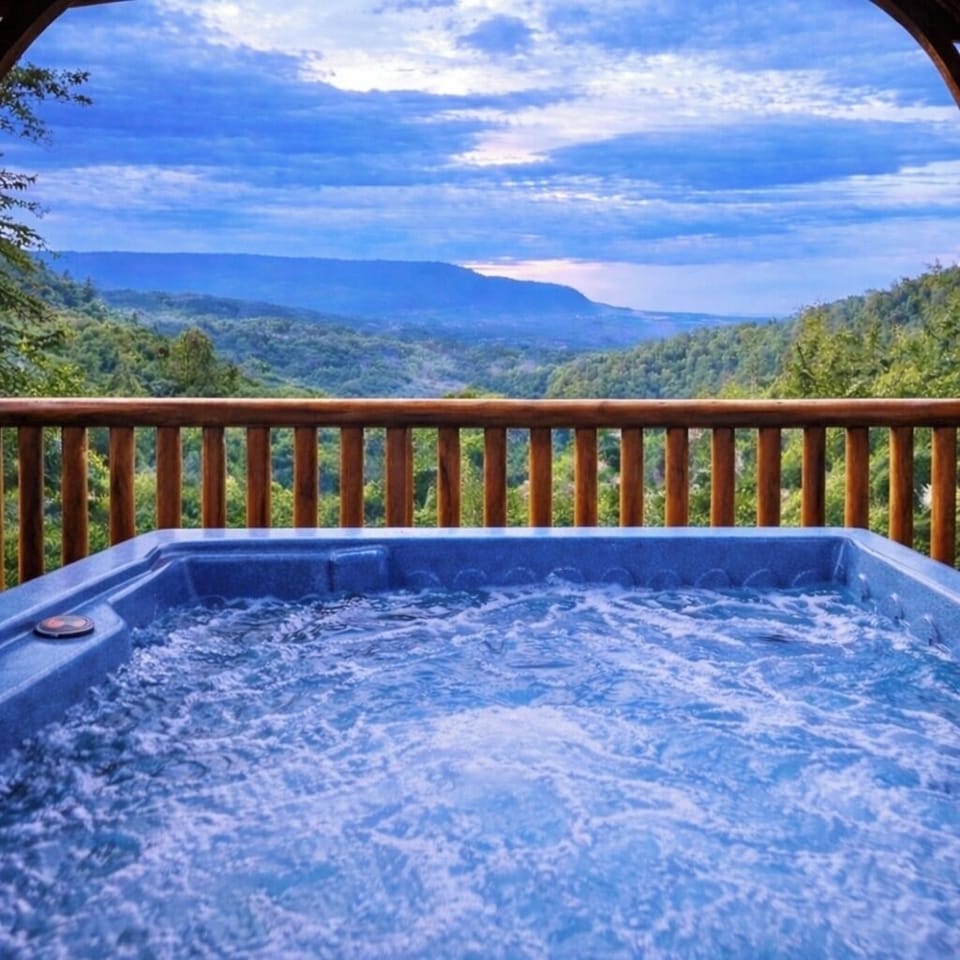 Private hot tub overlooking the Smoky Mountains!