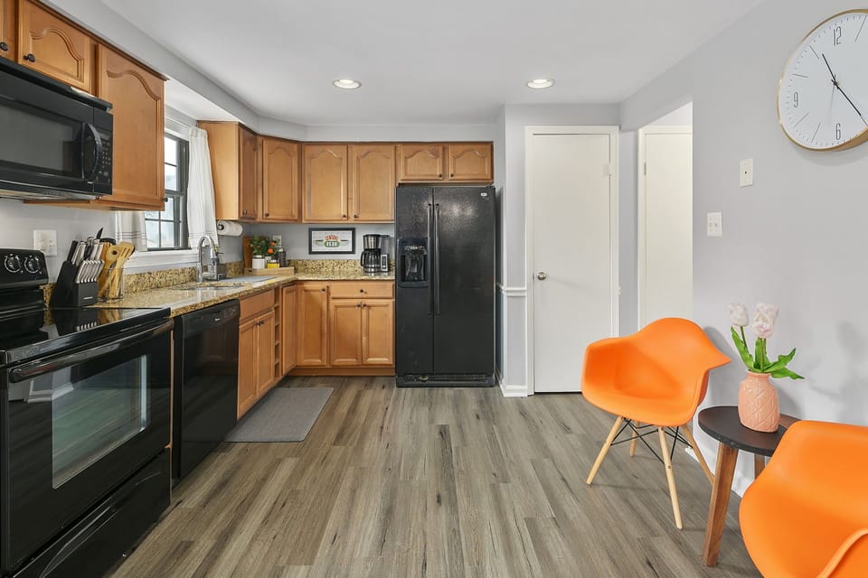 Spacious kitchen design provides a plentiful amount of room for meal prep