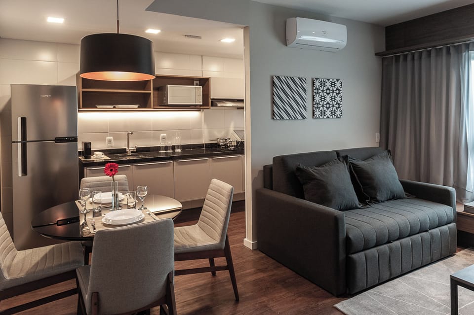 Minibar, desk, laptop workspace, soundproofing