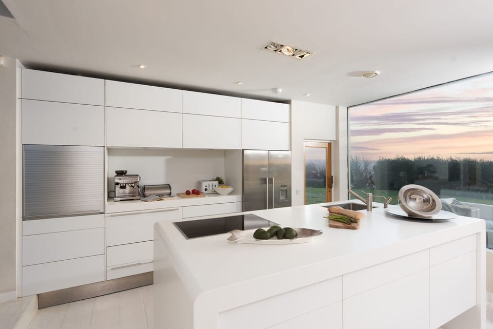 Lots of space to cook and chat with views out to the sea - Little Cottage