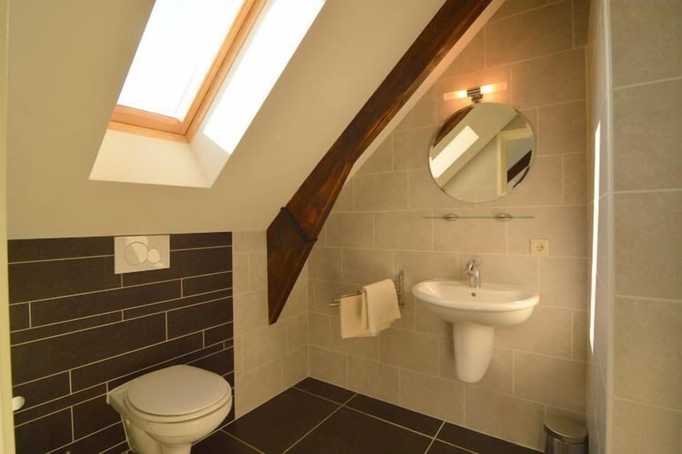 Shower, rainfall showerhead, hair dryer, soap