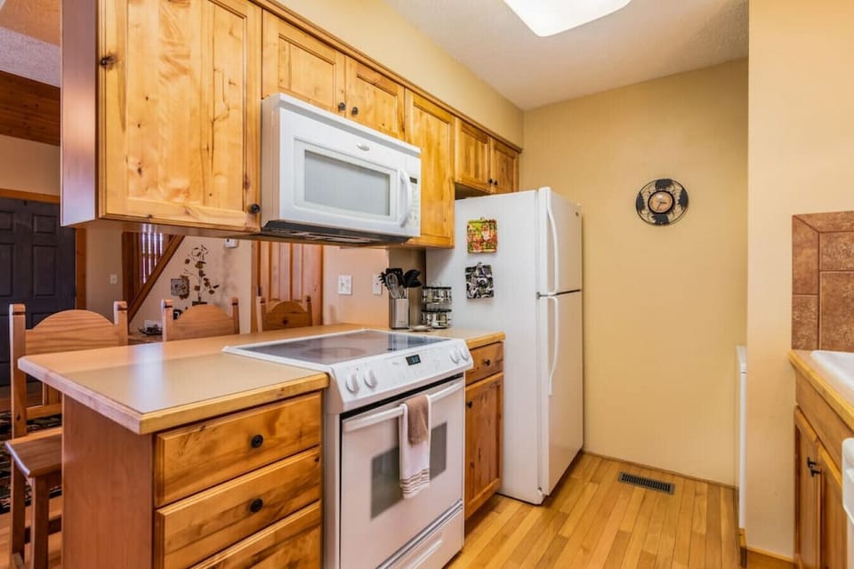 Microwave and stove and oven
