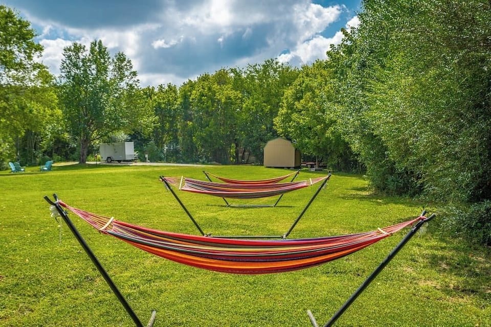 Stretch out and unwind in our peaceful hammock grove.