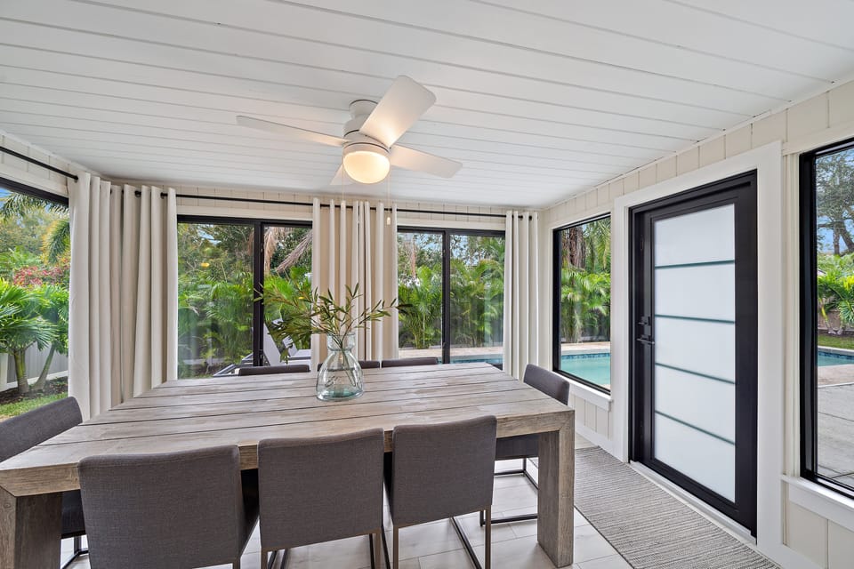 So much gorgeous natural light floods this dining room space year-round!