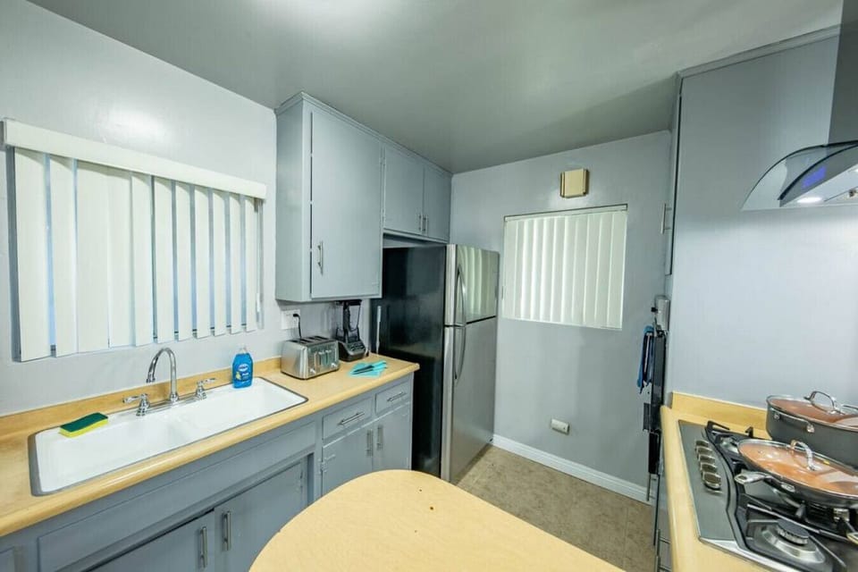 Kitchen Sink and Fridge.