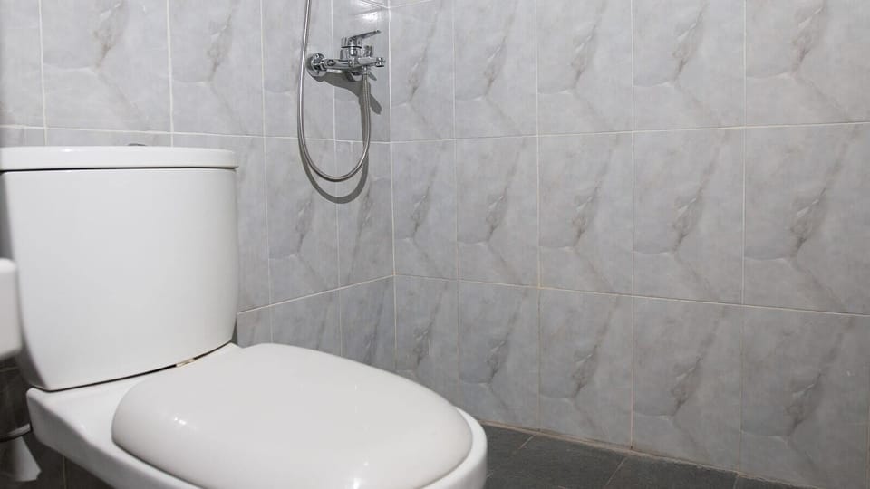 Shower, free toiletries, towels, soap