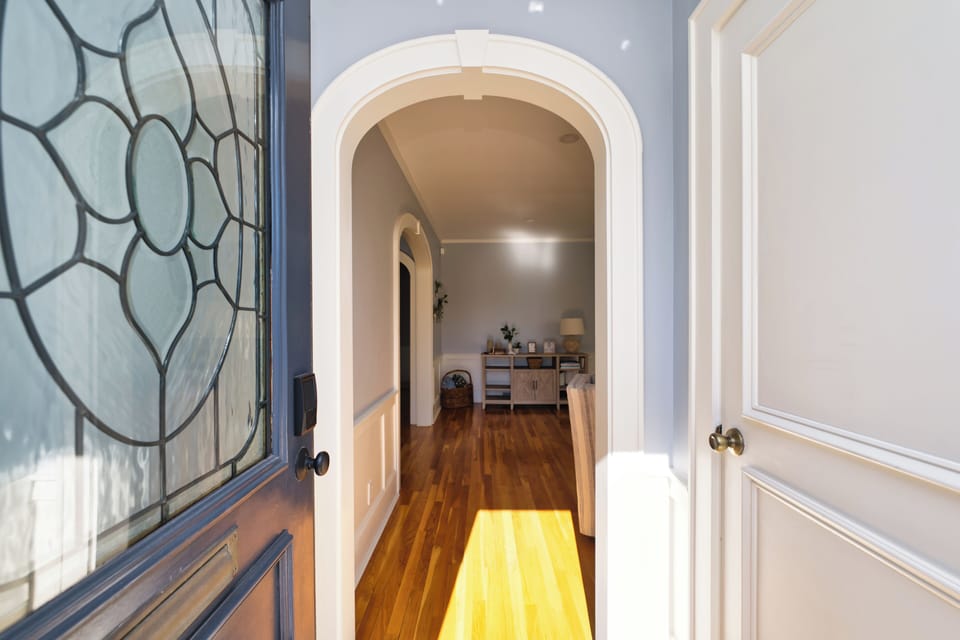 Welcome to the East House, front entry