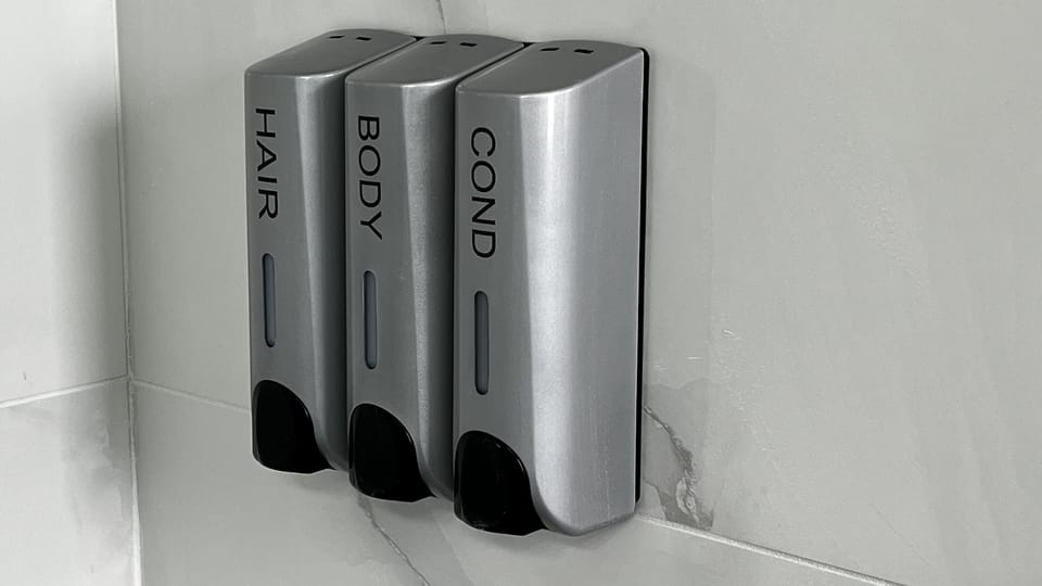 We provide toiletries such as shampoo, conditioner, shower gel and hand soap