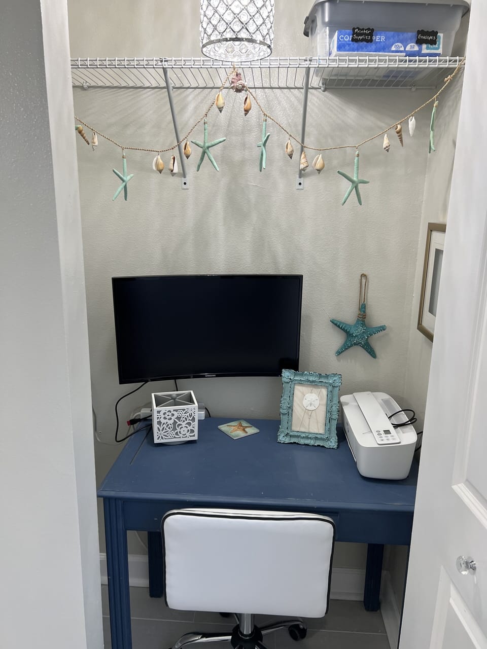 Master Bedroom Office Space with Monitor and Printer