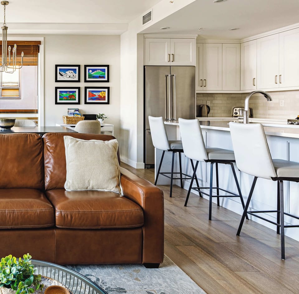 Open plan kitchen, living and dining area