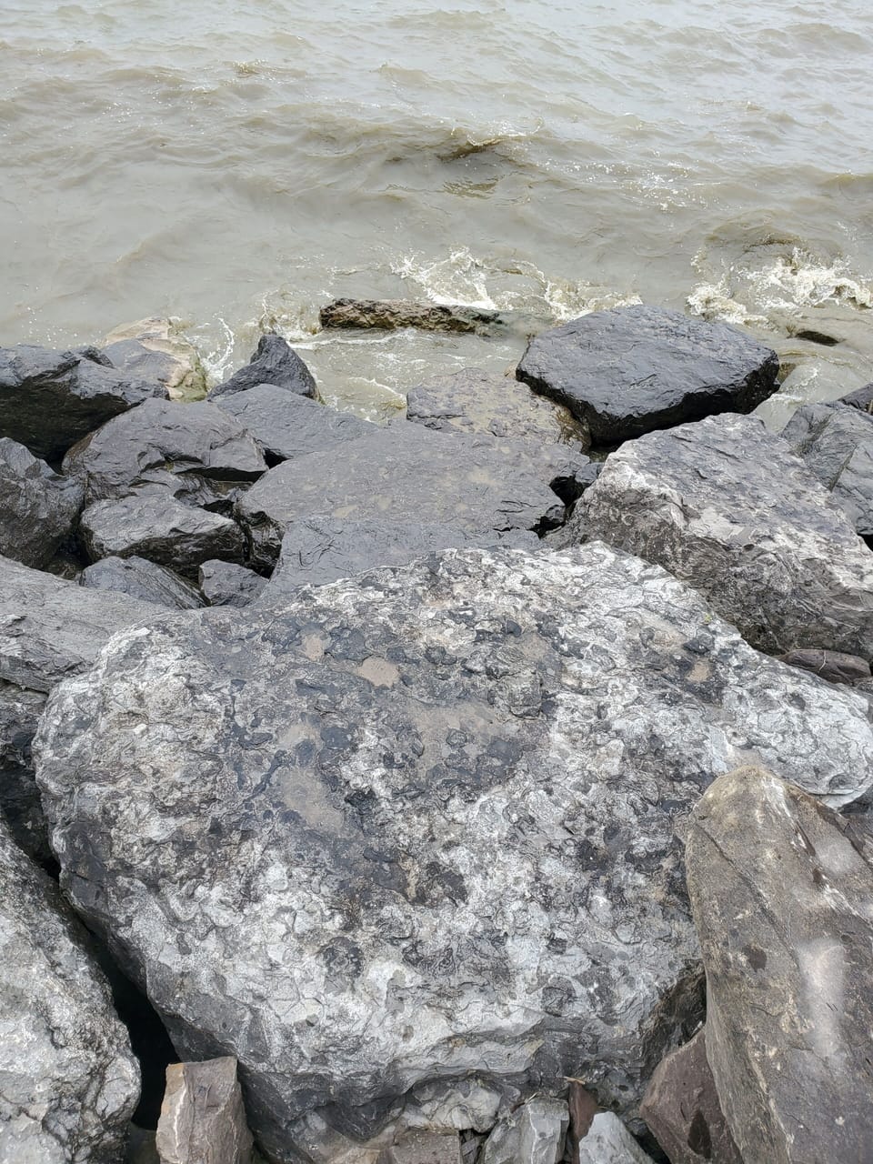 Rock stairs to lake