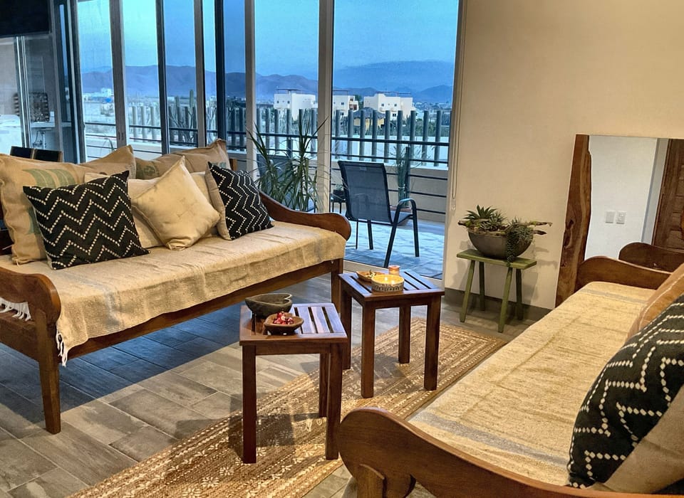 View of the surrounding area and mountains from living room