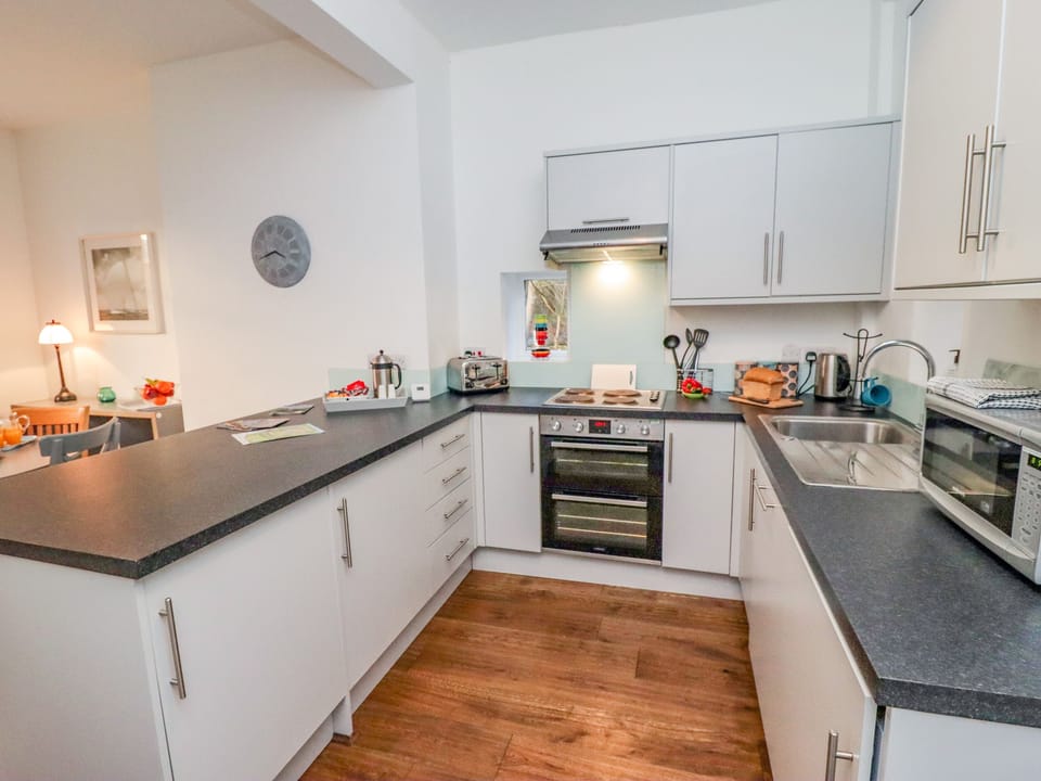 Fridge, dishwasher, electric kettle, toaster