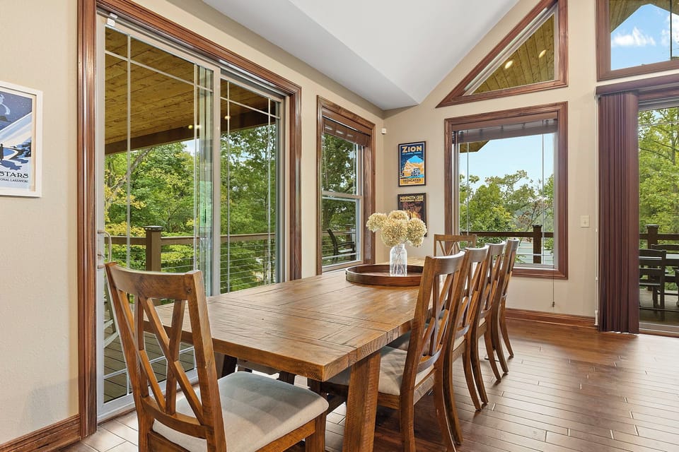 Enjoy great lake views from the dining area