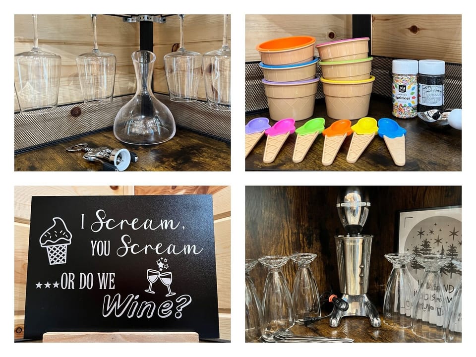 The Ice Cream and Wine bar is fun for adults and kids! It even has a classic malt maker!