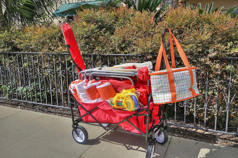 We provide 2 great wagons full of beach chairs, coolers, sand toys, umbrella and more!