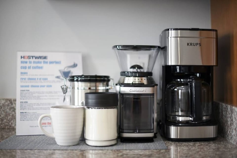 Start your day with fresh coffee from our coffee maker.
