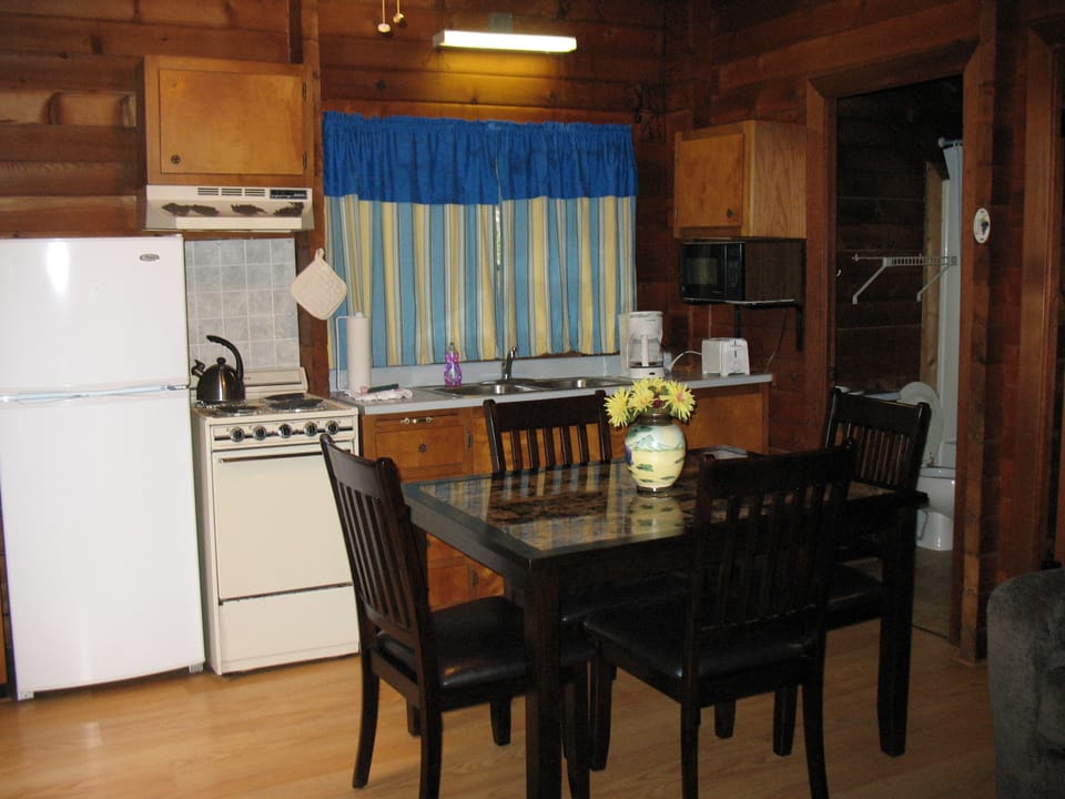 Cabin, Multiple Beds, Non Smoking, Lake View (Linens available) | Private kitchen | Full-size fridge, microwave, stovetop, coffee/tea maker