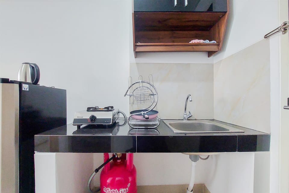 Deluxe Apartment | Private kitchen | Full-size fridge, stovetop