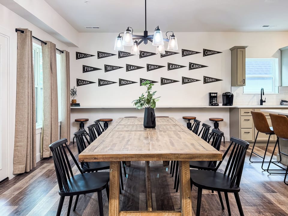 Dining table with more seating behind or use as a buffet table