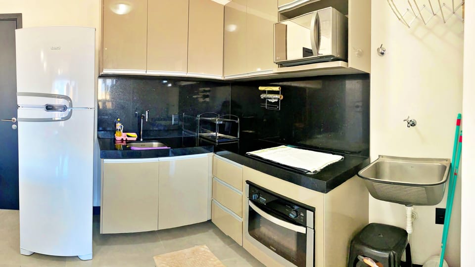 Apartment | Private kitchen | Full-size fridge, microwave, oven, stovetop