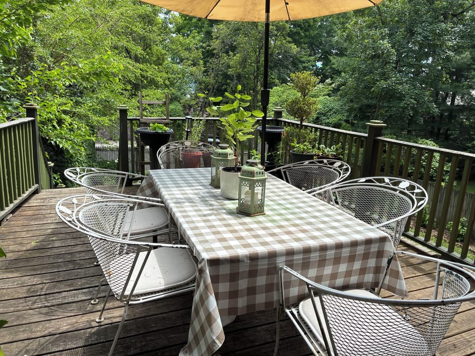 Table is set for outdoor dining 