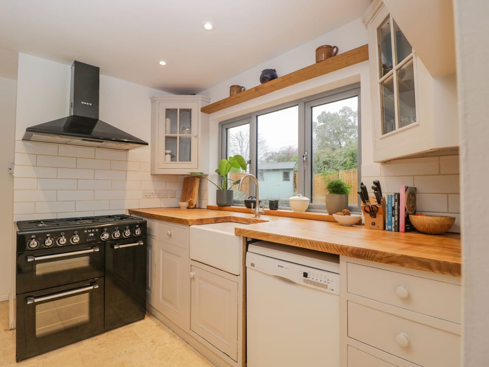 Fridge, dishwasher, cookware/dishes/utensils