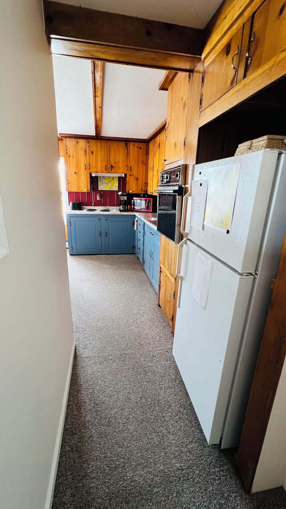 Shared fridge, microwave, dining tables