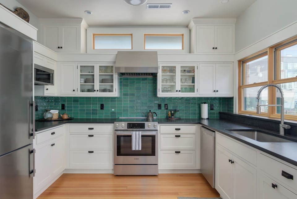 Brand new kitchen is stocked with everything you'll need.