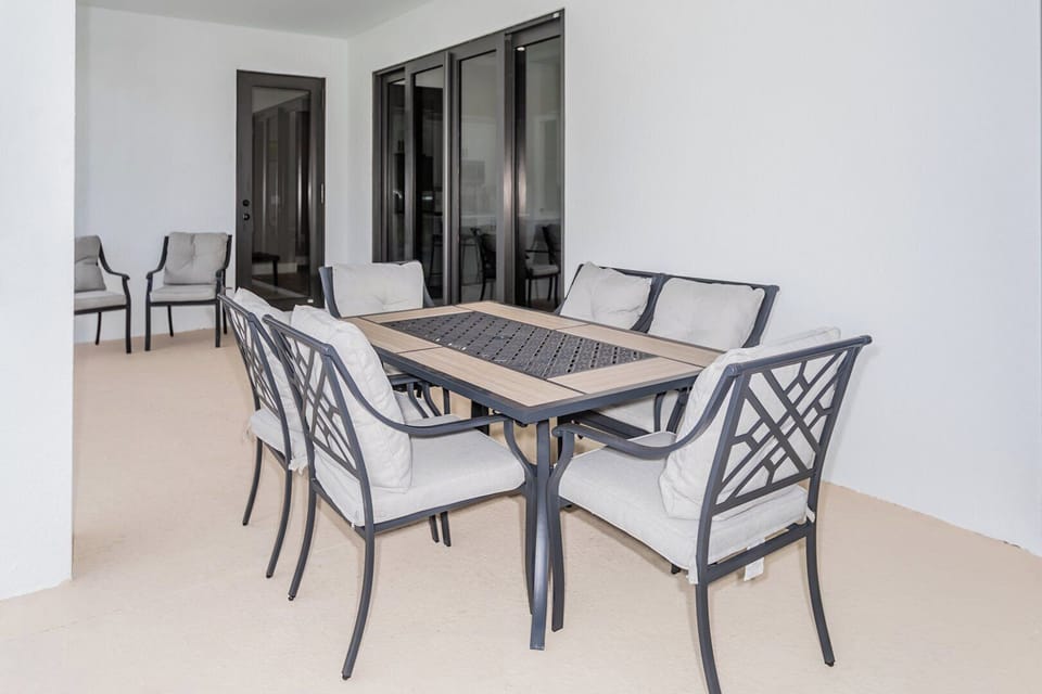 Poolside dining area