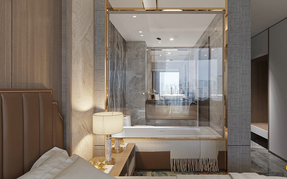 Deluxe Suite | Bathroom | Designer toiletries, hair dryer, bathrobes, slippers