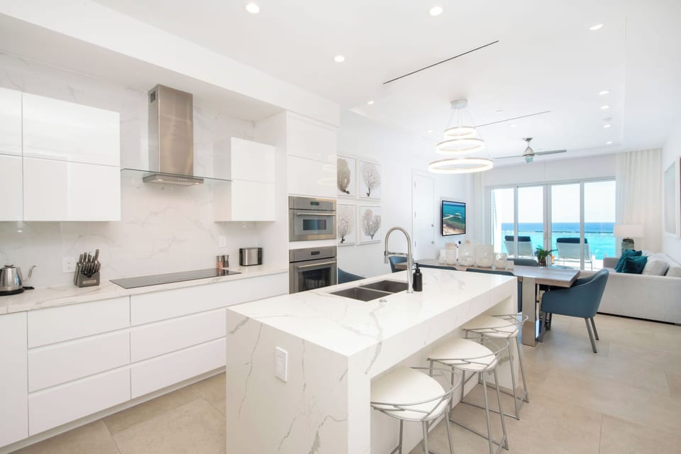 Modern kitchen with top of the line appliances.