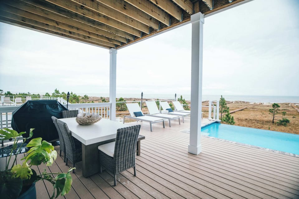 Dining Table and Grill on Pool Deck