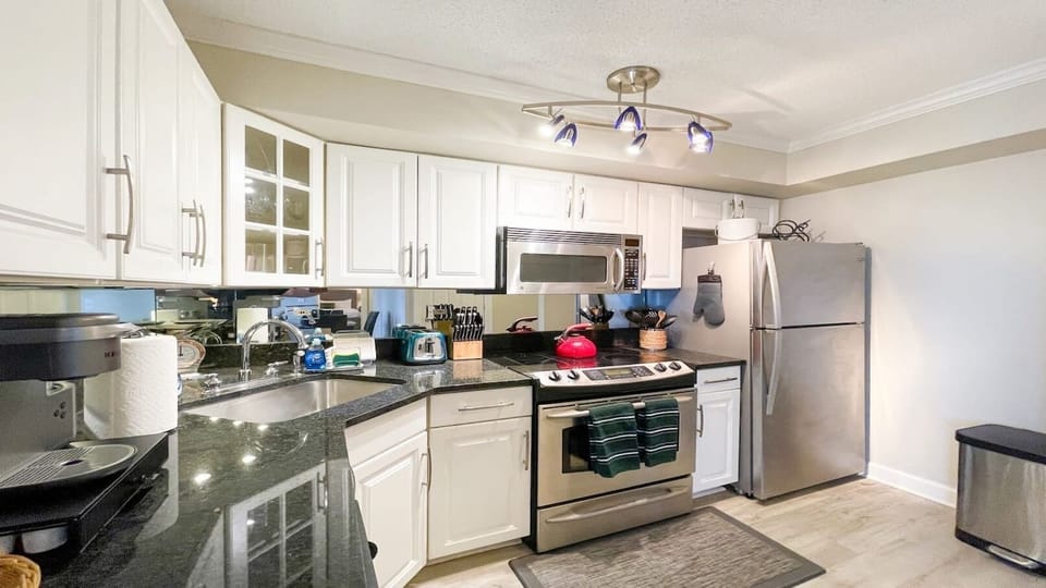 Kitchen with stainless steel appliances