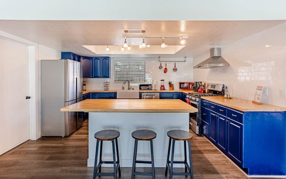 modern kitchen with island seating