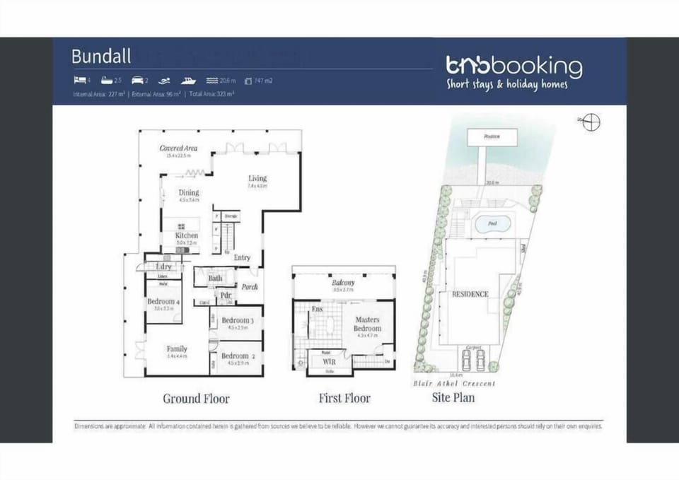 Dual-living layout has 3 ground-floor bedrooms, upper master and garage parking.