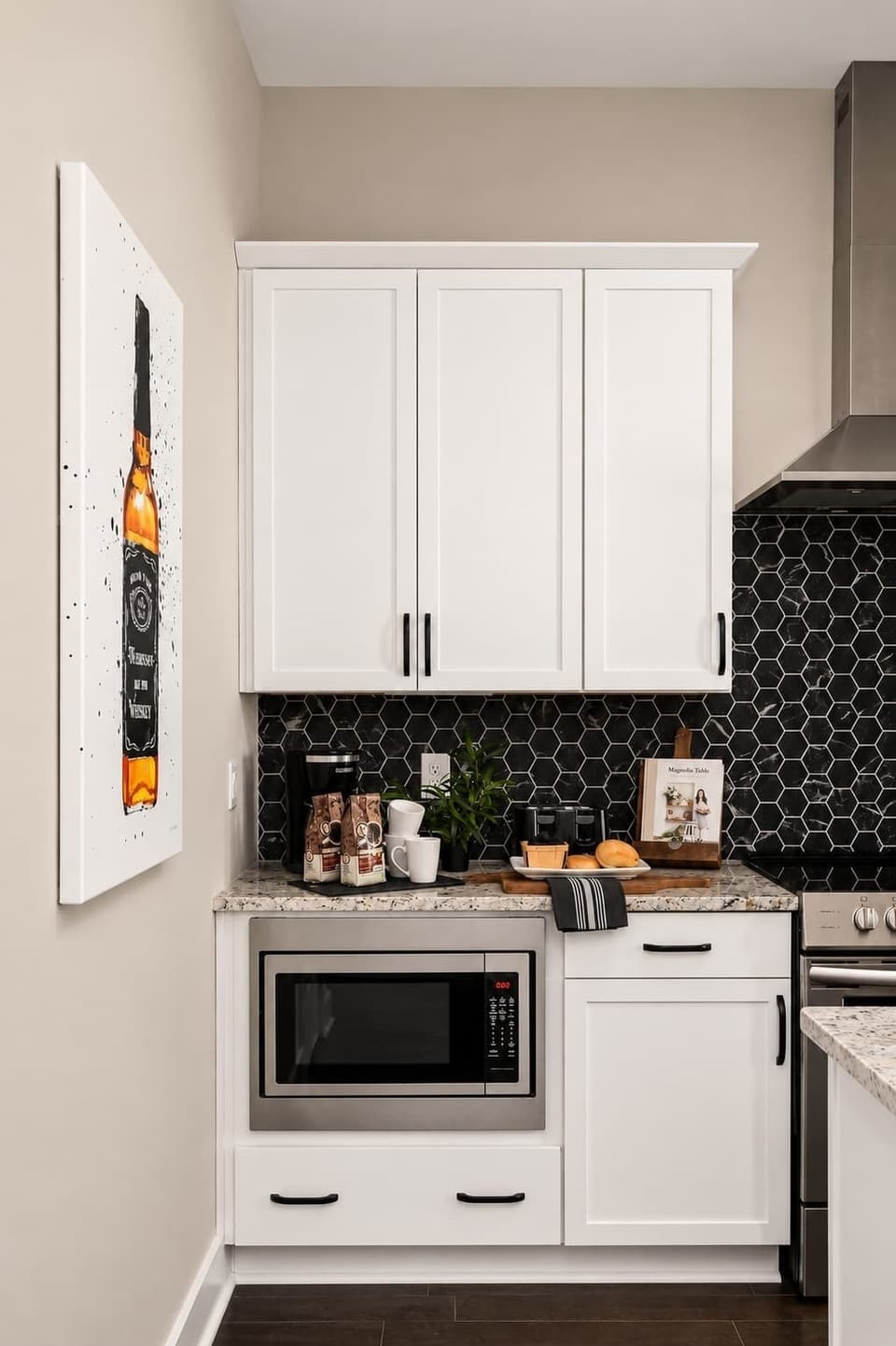 Convenient coffee station for the perfect morning pick-me-up.
