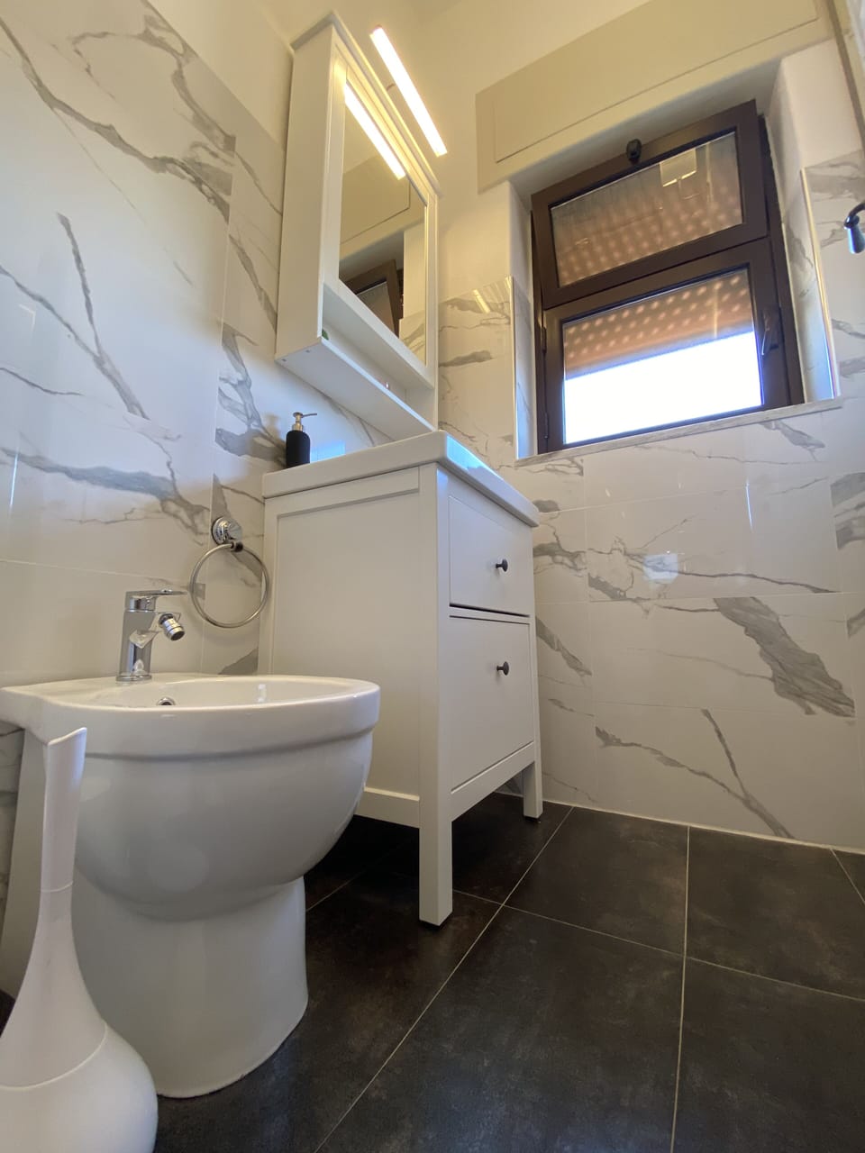 Shower, rainfall showerhead, hair dryer, bidet