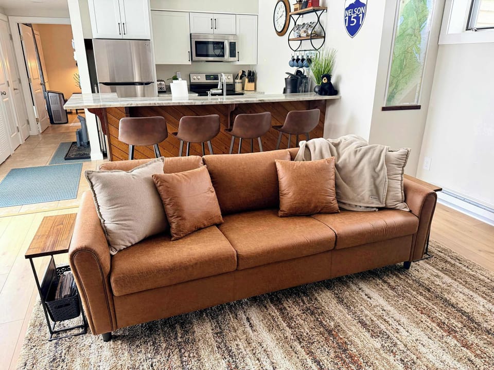 New leather sofa for comfortable seating.