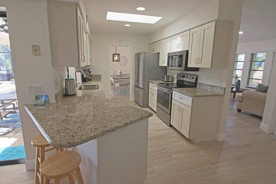 Bar stools at kitchen counter